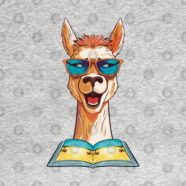 Librarian Llama, Summer Llama, Llama Reading Book by micho2591